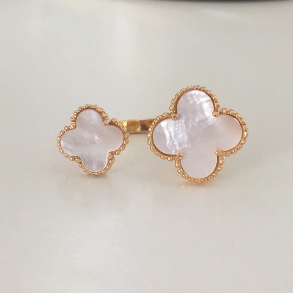 Mother of pearl clover adjustable ring - Picture 6 of 7